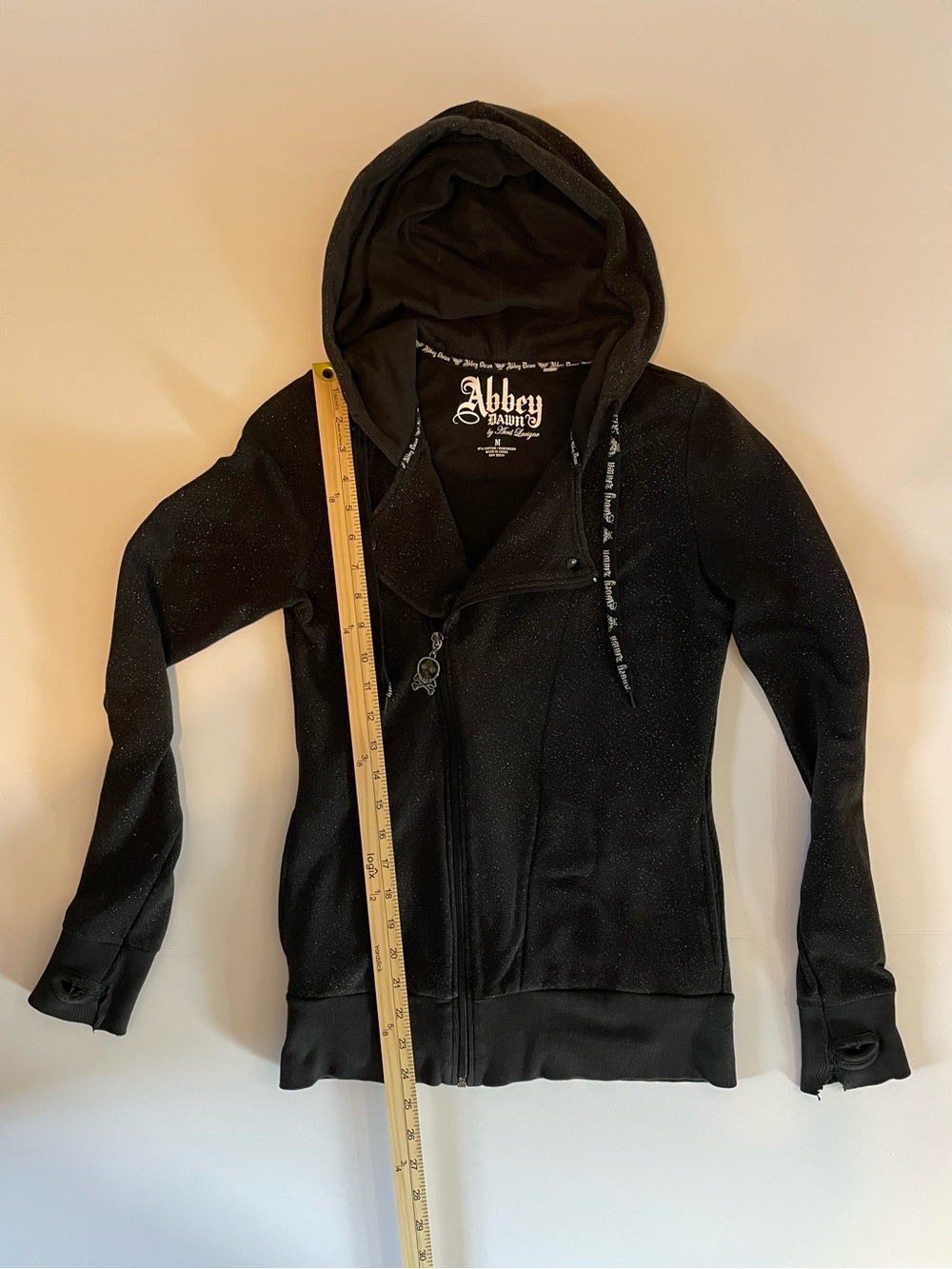 Abbey Dawn Avril Lavigne Y2K Glitter Skull Moto Zip H… - Gem